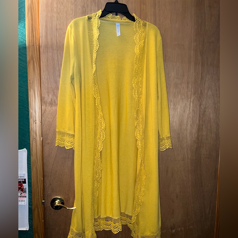 Mustard yellow XL open cardigan